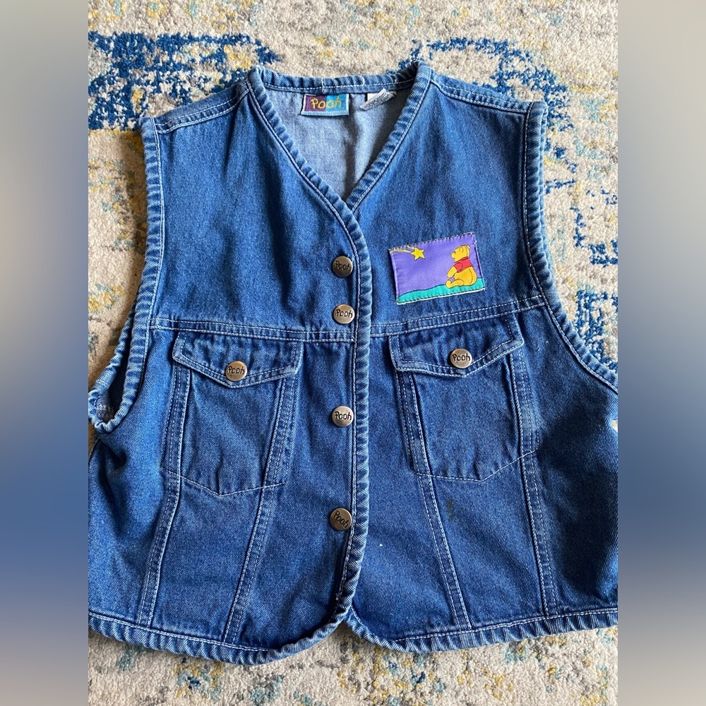 Vintage Children’s Disney Winnie the Pooh Embroidered Denim Vest Size Large